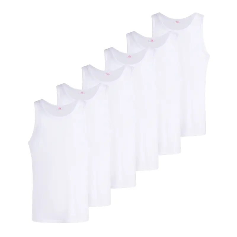 Canotta spalla larga uomo - bianco, multipack da 6, cotone - 3 / BIANCO 0001