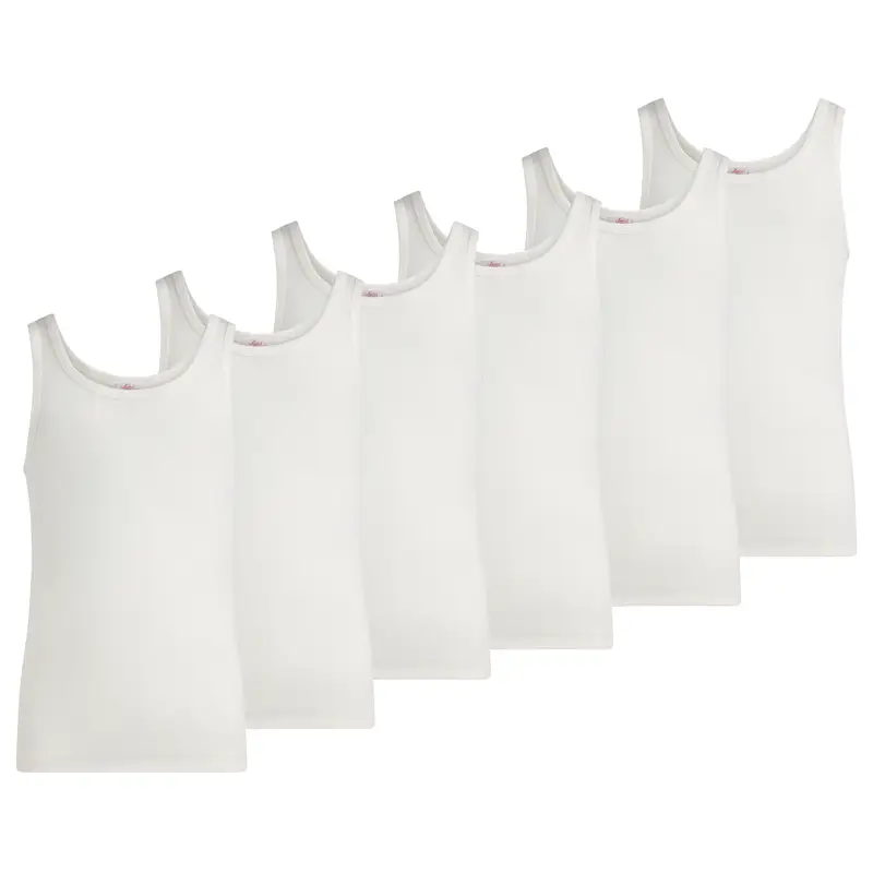 Canotta spalla larga uomo - bianco, multipack da 6, cotone elasticizzato - 4 / BIANCO 0001