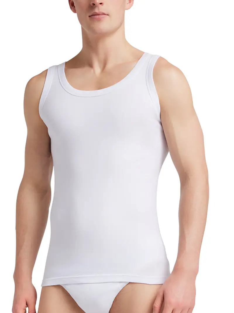 Canotta spalla larga uomo, caldo cotone - 3-S / BIANCO 0001