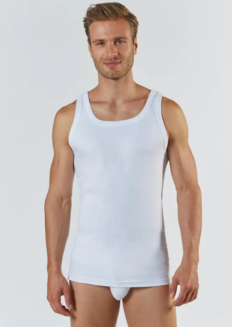 Canotta spalla larga uomo, cotone - BIANCO 2025 / 3-S