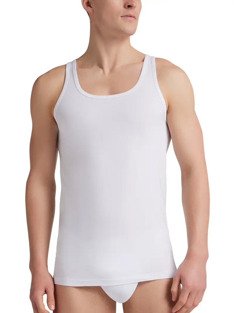 Canotta spalla larga uomo, cotone elasticizzato - BIANCO 1179 / 3-S