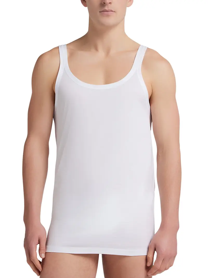 Canotta spalla stretta uomo, cotone filo di scozia - BIANCO 1176 / 4-M