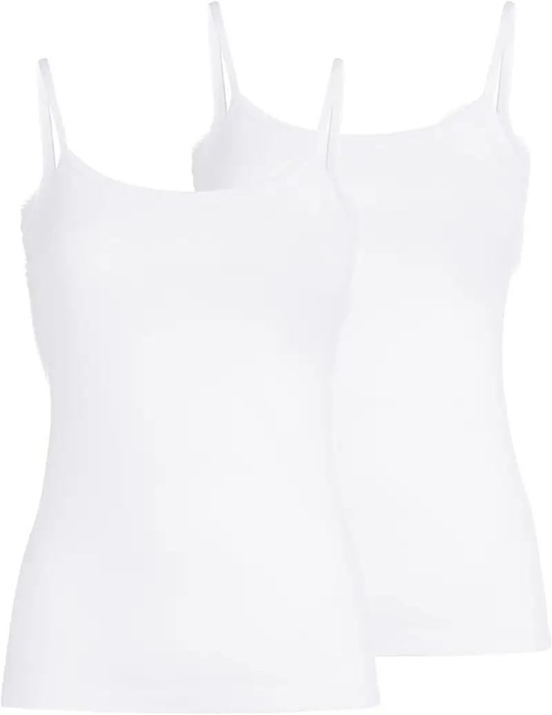 Canotta spallina sottile donna - bianco, multipack da 2, cotone elasticizzato - 3 / BIANCO 0001