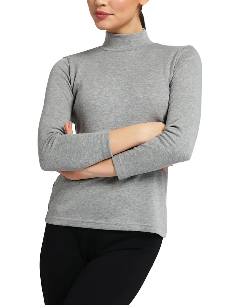 Lupetto manica lunga donna, caldo cotone - GRIGIO M 2710 / 2-XS