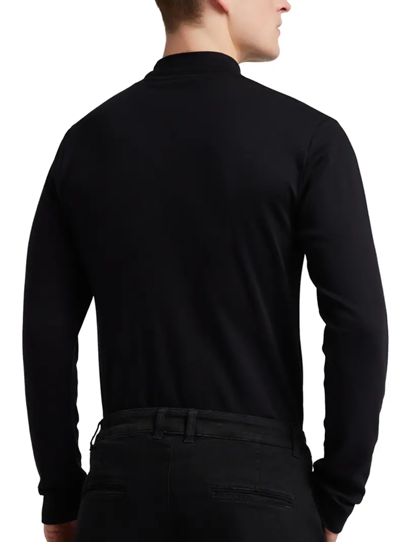 Lupetto manica lunga uomo, caldo cotone - NERO 1150 / 8-3XL