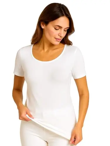Liabel Maglia Caldo Cotone Donna (Confezione da 2) - Maglie Donna Invernali Manica Lunga o Corta Sottogiacca Bianco o