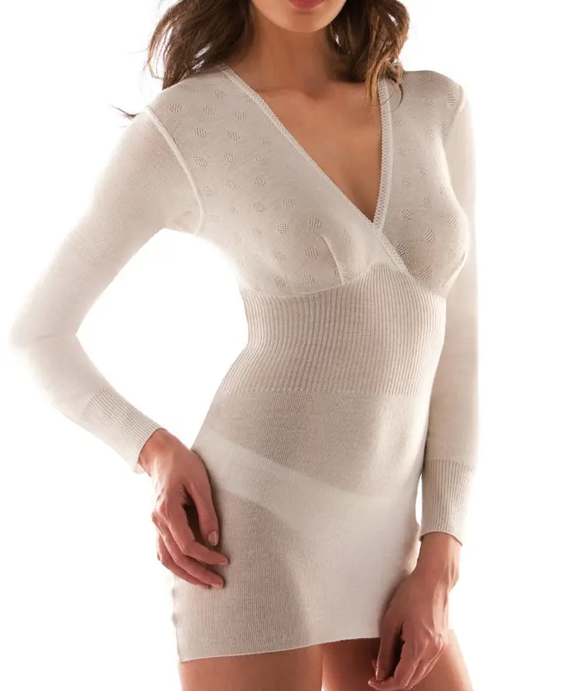 Maglietta formaseno manica lunga donna, lana pesante (80%) - BIANCO 1182 / 3-S