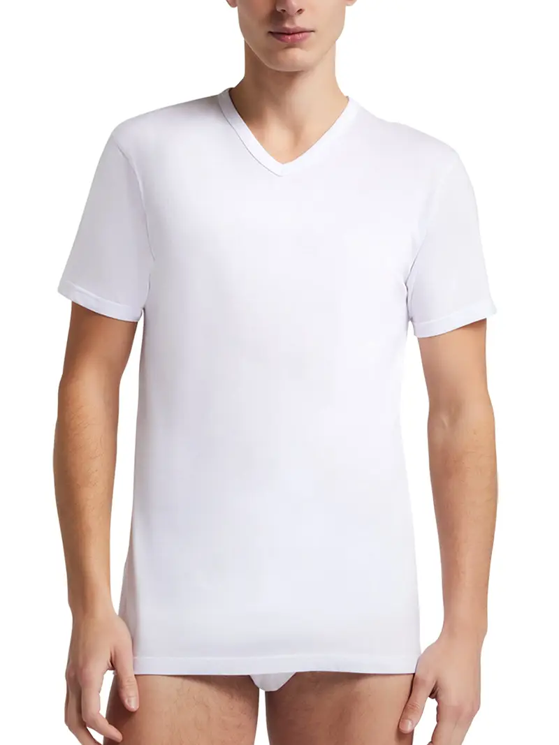 Pack 3 T-Shirts scollo V manica corta uomo, cotone - BIANCO 1381 / 3-S