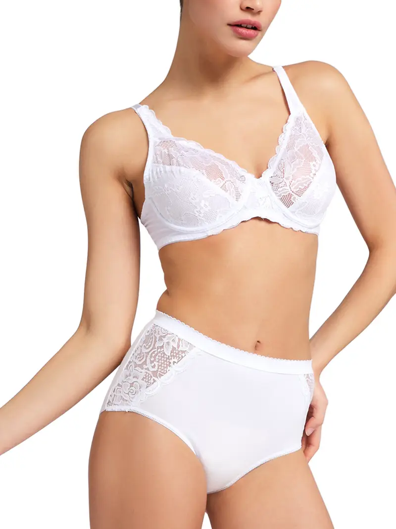 Reggiseno balconcino in pizzo con ferretto coppa C SARA, microfibra - BIANCO 191 / 2-XS