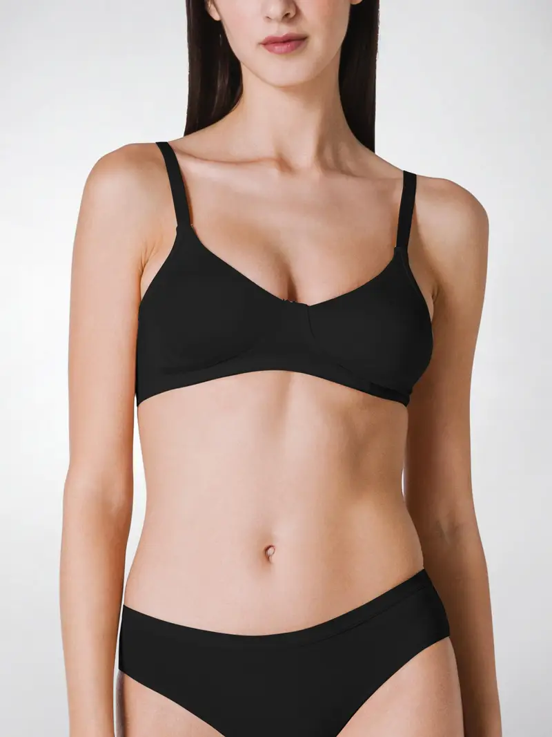 Reggiseno sostegno interno senza ferretto coppa B NINA, microfibra - NERO 177 / 2-XS