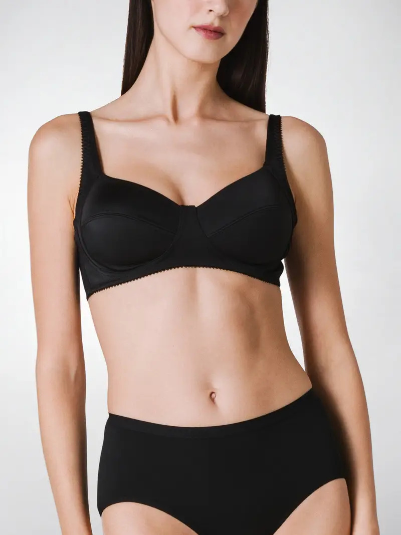 Reggiseno strutturato senza ferretto coppa C ROSA, microfibra - NERO 650 / 3-S