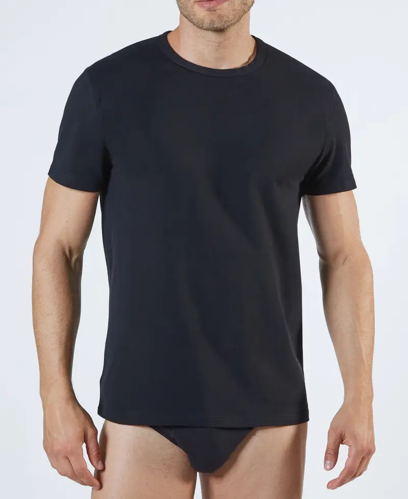 T-Shirt girocollo manica corta uomo, THERMO COTTON - 3/S / NERO 0007