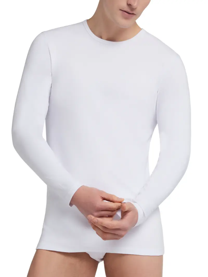 T-Shirt girocollo manica lunga uomo, THERMO COTTON - 3/S / BIANCO 0001