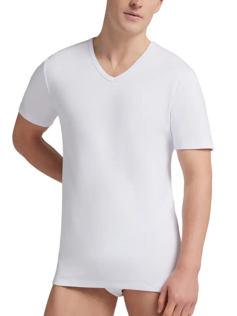T-Shirt scollo v manica corta uomo, THERMO COTTON - 3/S / BIANCO 0001