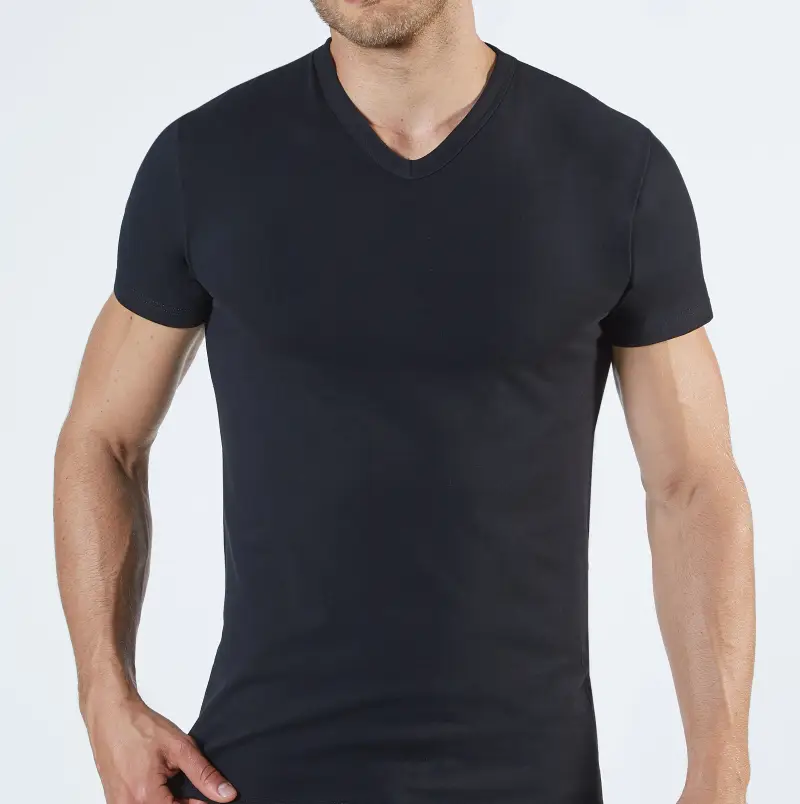 T-Shirt scollo v manica corta uomo, THERMO COTTON - 3/S / NERO 0007