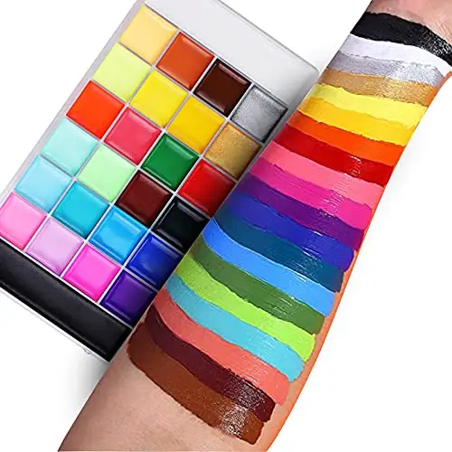Lictin Pittura per Viso 26 Colori-Face Paint,10 Pennelli Professionali ,30 grafica per festa di Halloween, compleanno,