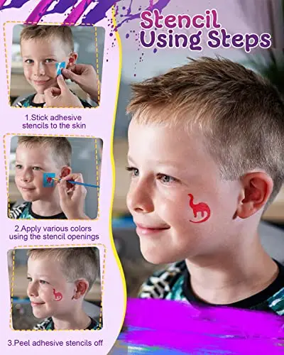 Lictin Pittura per Viso 26 Colori-Face Paint, 10 Pennelli Professionali, 30 grafica per festa di Halloween, compleanno miniatura 3