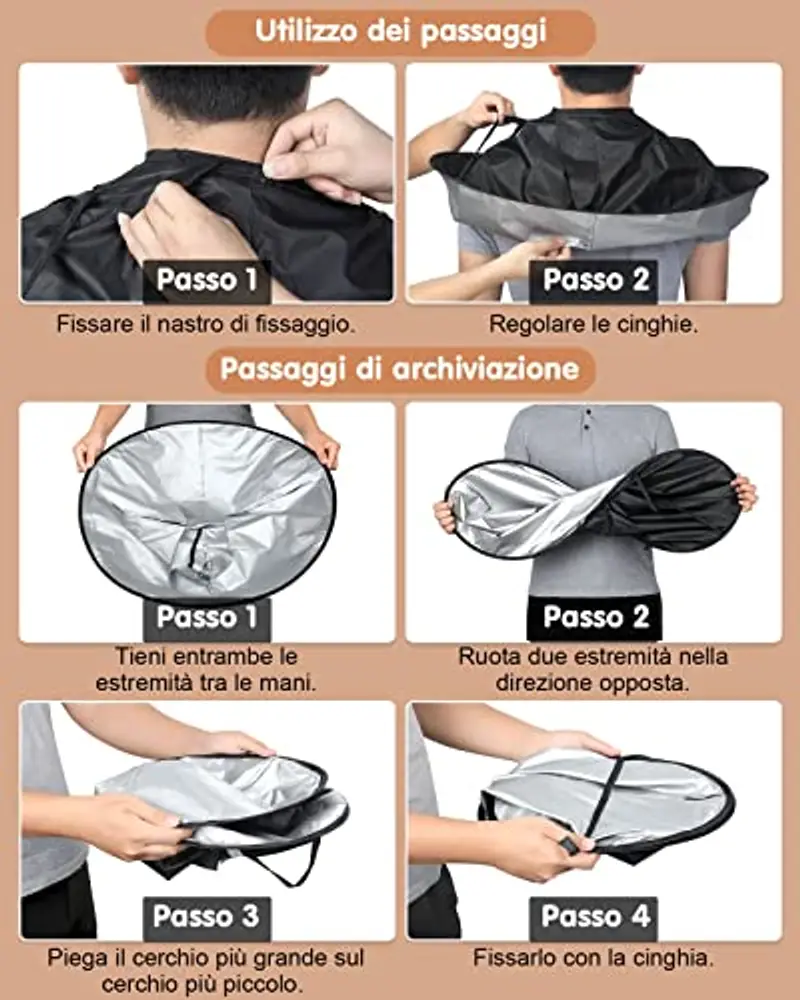 Lictin Taglio Di Capelli Parrucchiere Mantello Da Barba - Mantella per Tagliare i Capelli per Barbiere Di Famiglia con un pettine a punta, 65 cm diametro di (Nero) miniatura 3