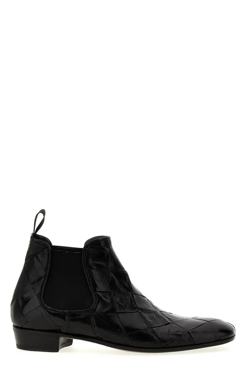 Stivaletto Pelle Intrecciata Nero