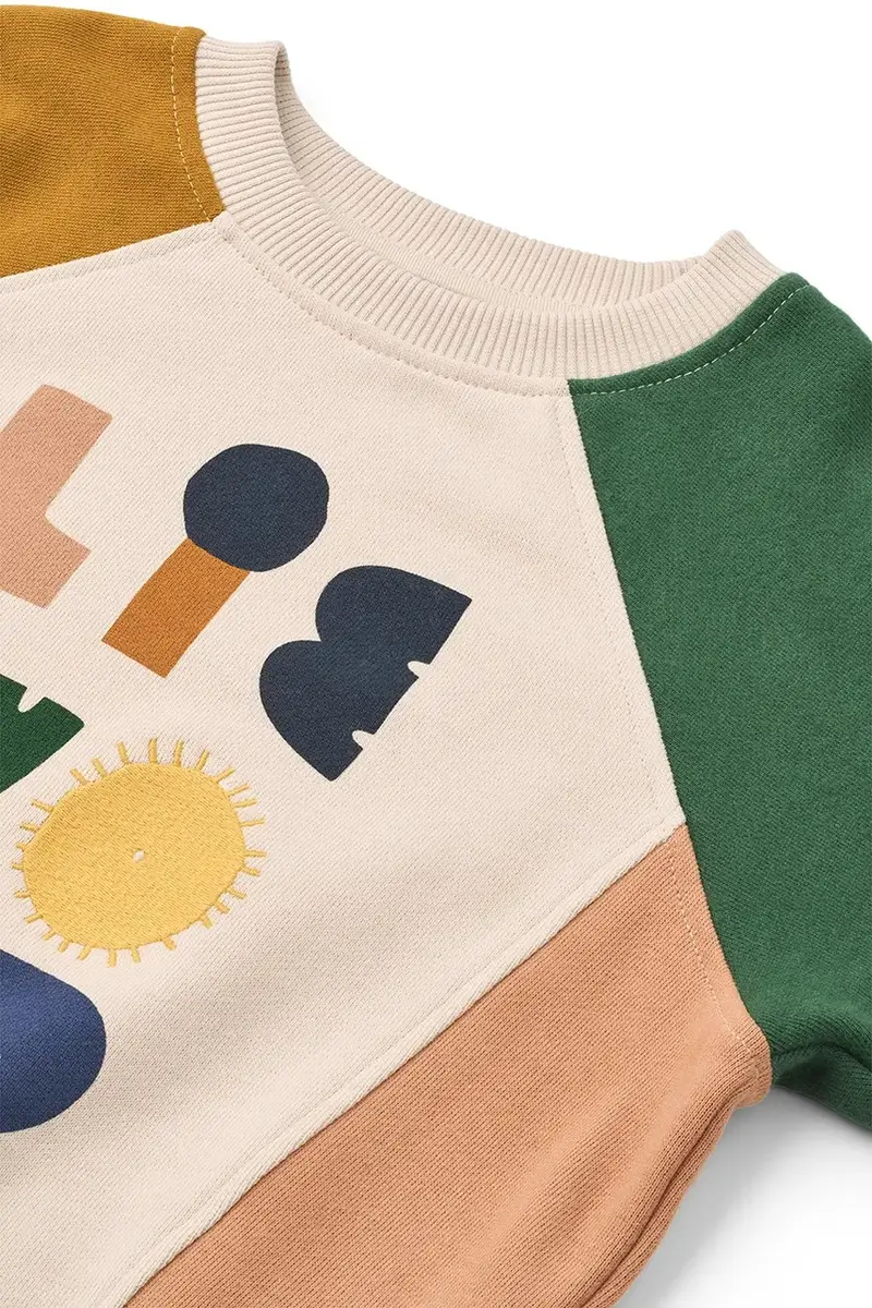 felpa in cotone bambino/a Aude Placement Sweatshirt colore beige LW20358 miniatura 4