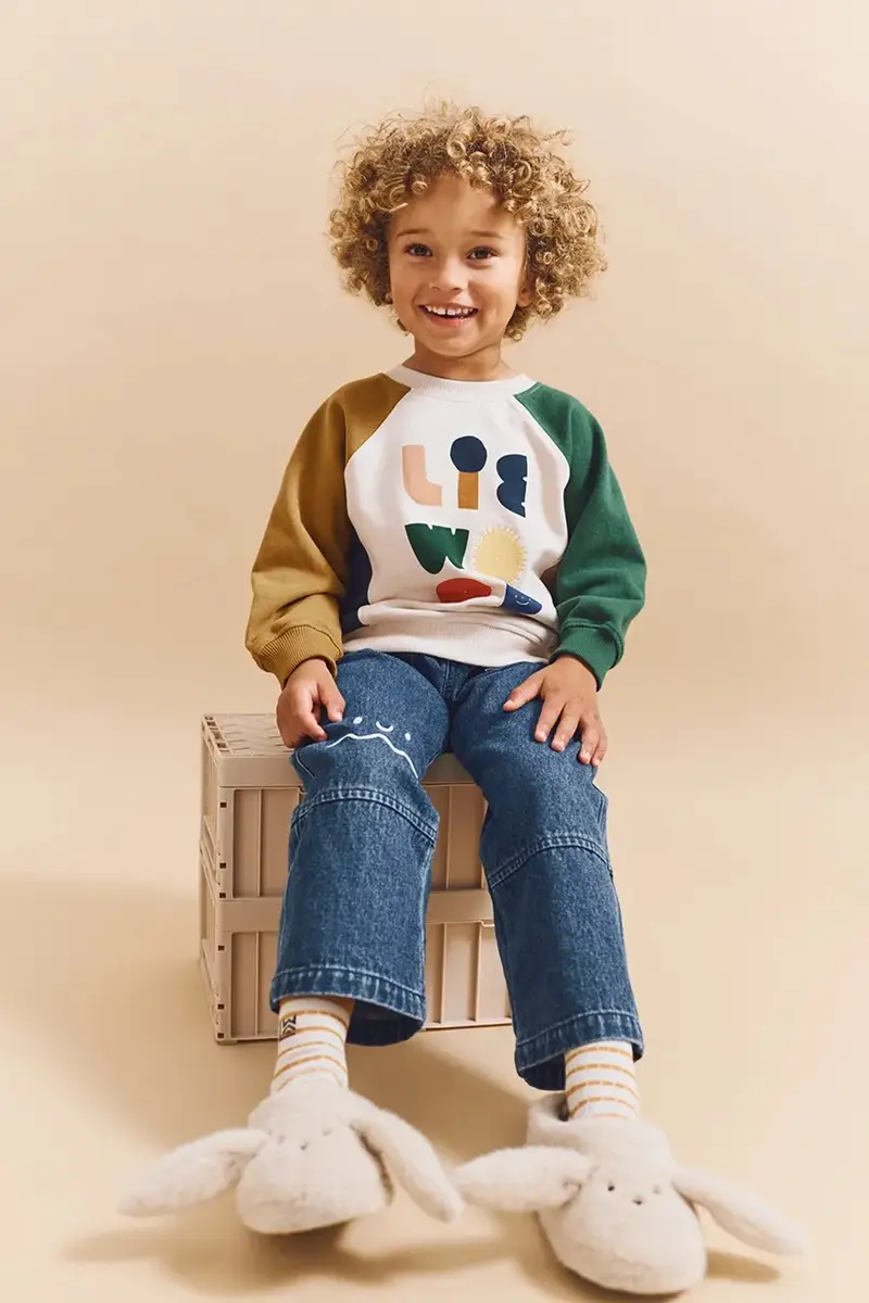 felpa in cotone bambino/a Aude Placement Sweatshirt colore beige LW20358 miniatura 5