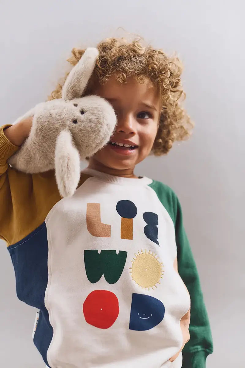 felpa in cotone bambino/a Aude Placement Sweatshirt colore beige LW20358