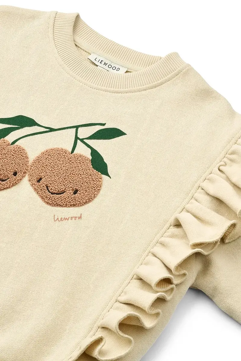 felpa in cotone bambino/a Marcella Placement Sweatshirt colore beige LW20081 miniatura 3