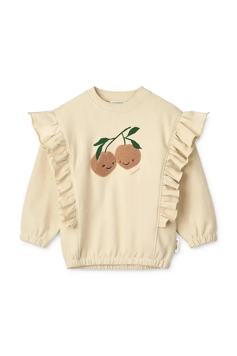 felpa in cotone bambino/a Marcella Placement Sweatshirt colore beige LW20081