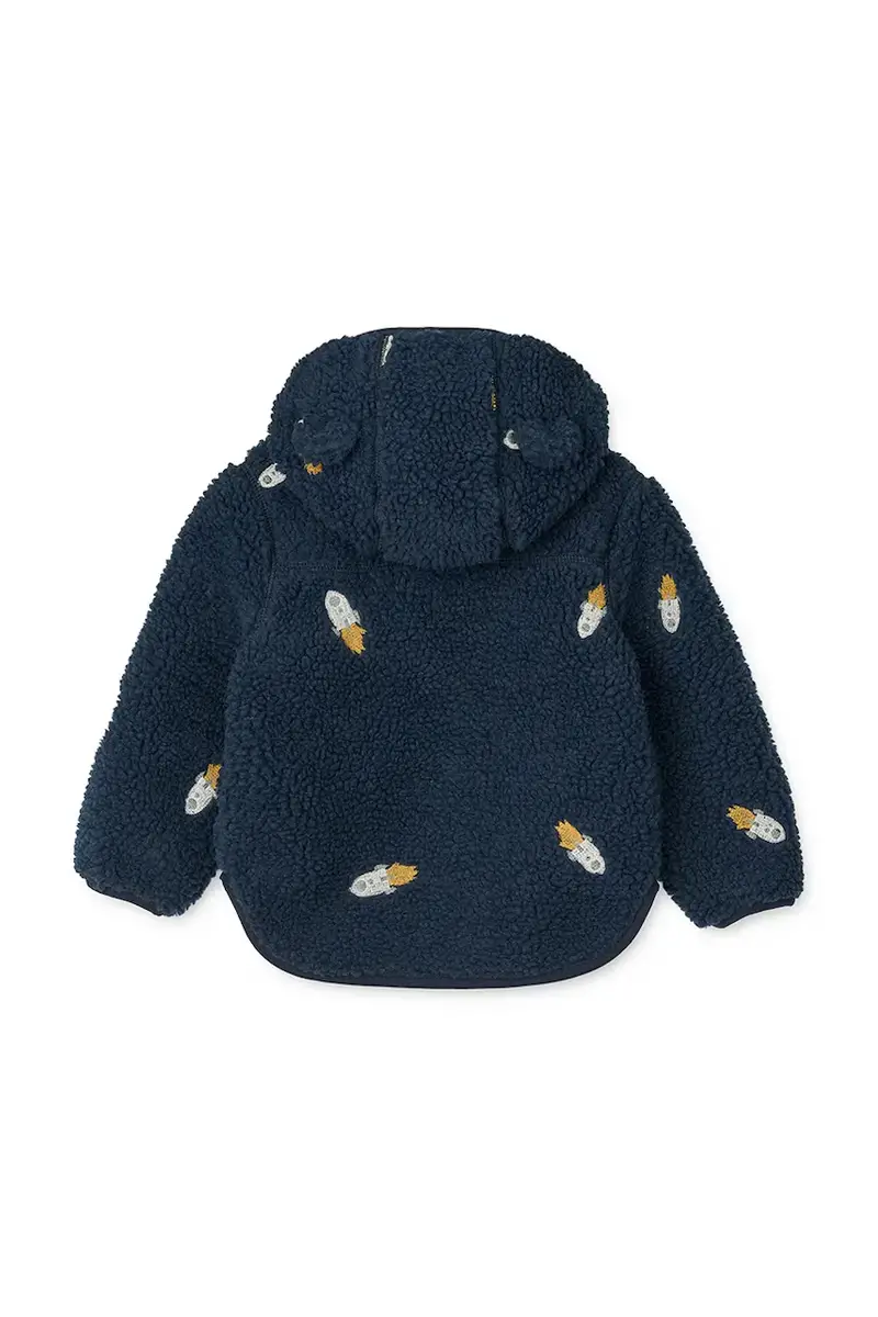 giacca neonato/a Mara Pile Jacket With Ears colore blu navy LW18633 miniatura 2