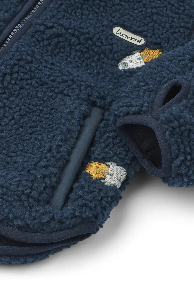 giacca neonato/a Mara Pile Jacket With Ears colore blu navy LW18633 miniatura 4