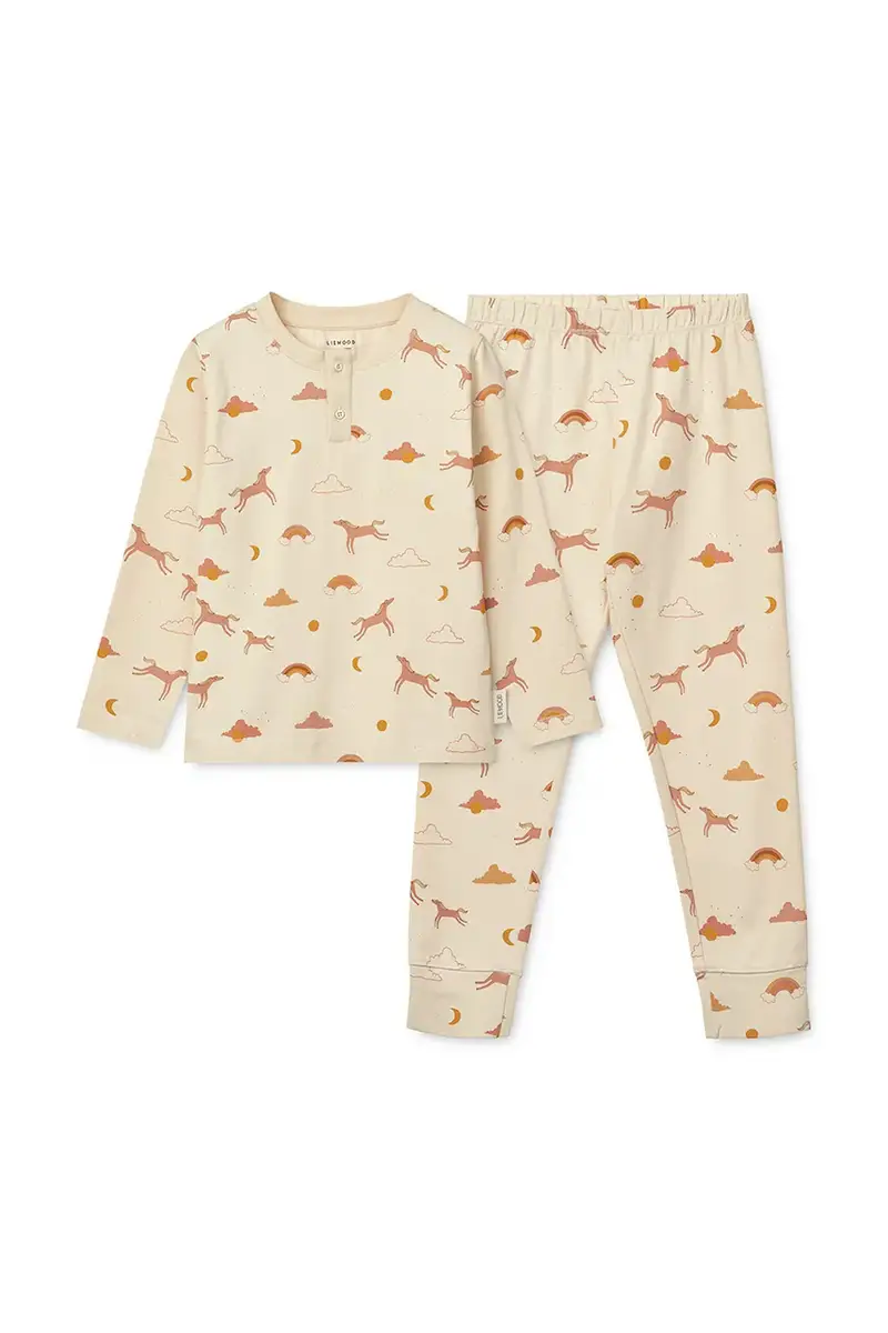 pigama in lana bambino Wilhelm Printed Pyjamas Set colore beige LW19854