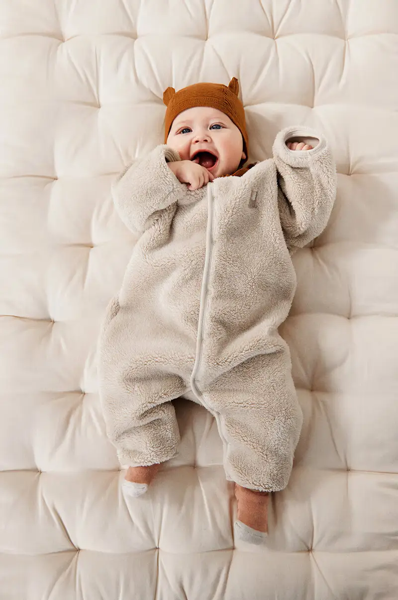 tuta neonato Bailey Baby Pile Jumpsuit colore beige LW19189