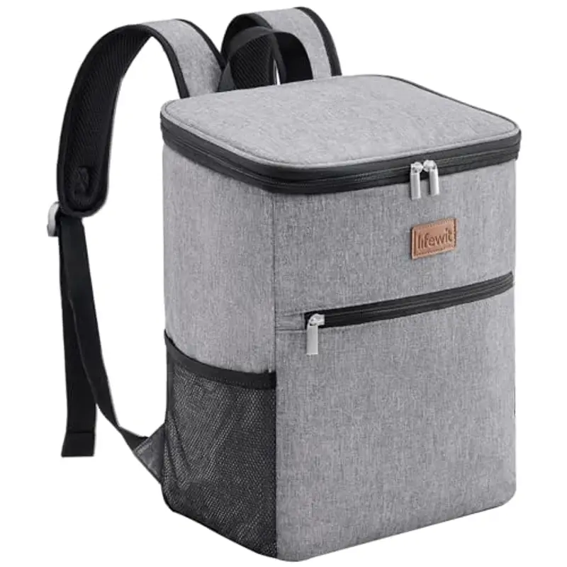 Lifewit Borsa Termica da 21L (30 Lattine) con Fodera Rigida, Borse Frigo Pranzo per Picnic, Zaino Termico con Lati Morbidi per Campeggio/BBQ/Attività Outdoor (Grigio)