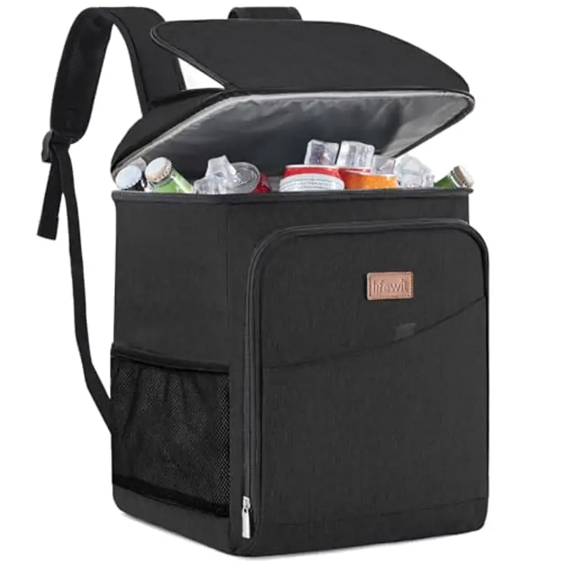 Lifewit Zaino Frigo Termico 26L (34 Lattine), Grande Borsa Frigo Zaino Portatile, Cestini e Panieri da Picnic, Zaini Termica porta Pranzo per Mare, Spiaggia, Viaggio, Campeggio, Nero