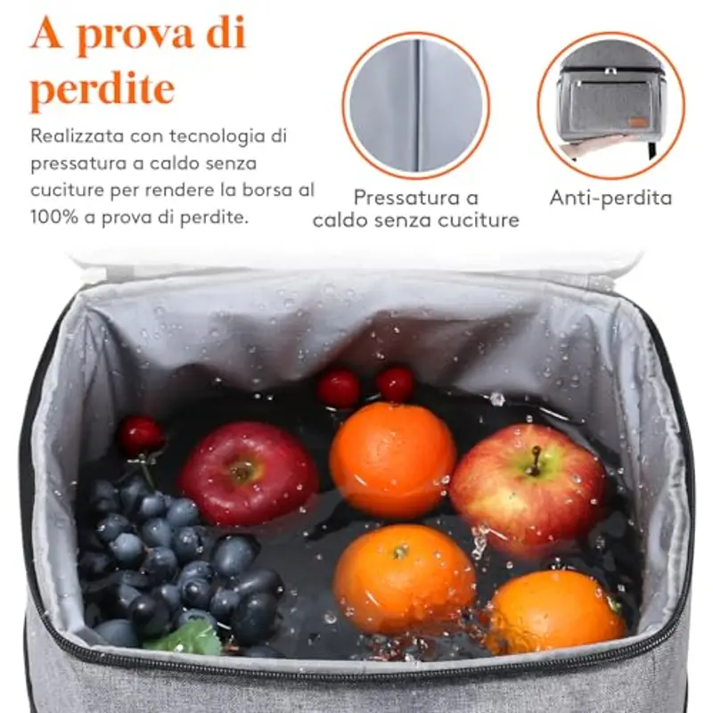 Lifewit Zaino Termico 21L (30 Lattine), Borsa Frigo Zaino Grande, Zaino porta Pranzo Doppio Strato a Tenuta Stagna, Zaini da Picnic Portatile per Ufficio/Spiaggia/Barbecue/Campeggio/Viaggi, Grigio miniatura 3
