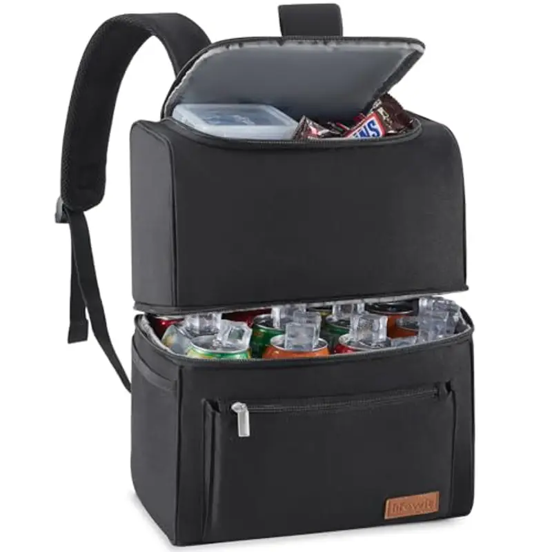 Lifewit Zaino Termico 21L (30 Lattine), Borsa Frigo Zaino Grande, Zaino porta Pranzo Doppio Strato a Tenuta Stagna, Zaini da Picnic Portatile per Ufficio/Spiaggia/Barbecue/Campeggio/Viaggi, Nero