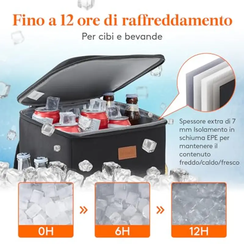 Lifewit Zaino Termico 24L (30 Lattine), Borsa Frigo Portatile con Scomparto, Grande Borse Termica Porta Pranzo per Uomo e Donna, Cooler Bag per Mare, Spiaggia, Viaggio, Nero miniatura 3