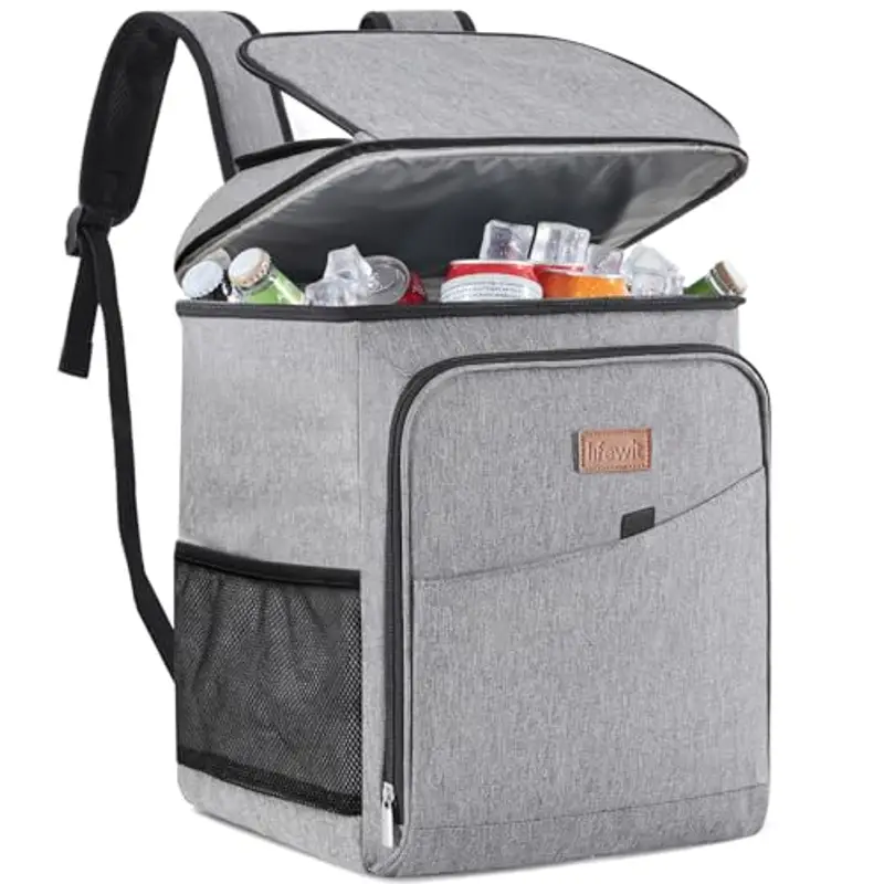 Lifewit Zaino Termico 26L (34 Lattine), Borsa Frigo Zaino Grande, Zaino porta Pranzo Ufficio per Uomini Donne, Zaini da Picnic Portatile per Spiaggia/Barbecue/Campeggio/Viaggi, Grigio