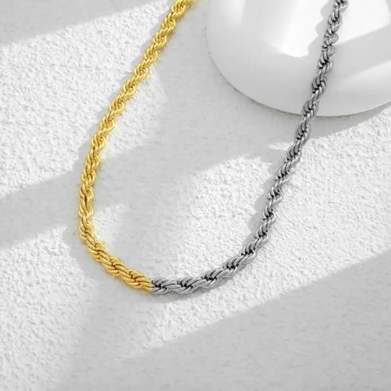 LILIE&WHITE Collana Bicolore in Oro e Argento, Design Elegante, Non Sbiadisce, Accessorio Regolabile, Regalo per Donne miniatura 2