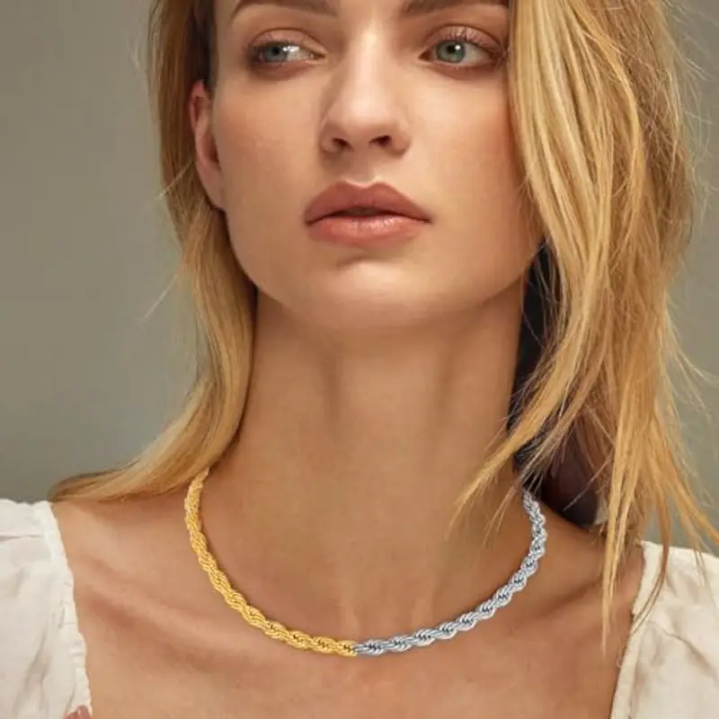 LILIE&WHITE Collana Bicolore in Oro e Argento, Design Elegante, Non Sbiadisce, Accessorio Regolabile, Regalo per Donne miniatura 3