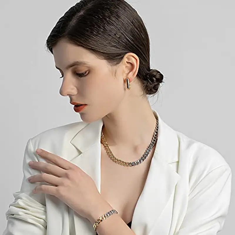 LILIE&WHITE Collana Bicolore Oro e Argento per Donna, Elegante Catena a Maglia, Collana Ipoallergenica e Resistente miniatura 3