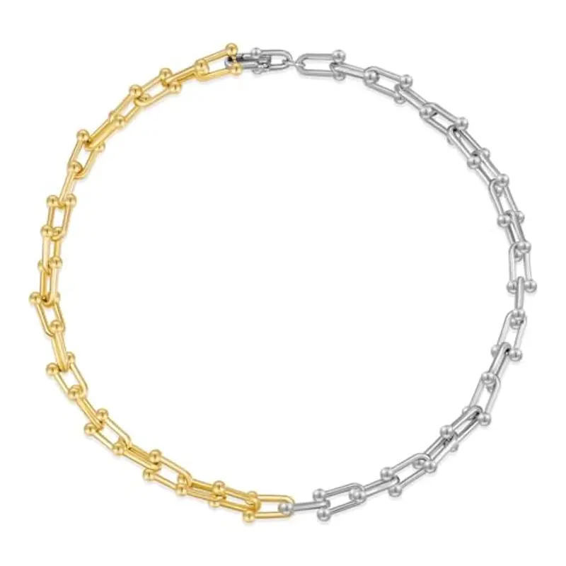 LILIE&WHITE Collana Doppio Colore in Oro e Argento, Design Elegante per Donna, Non Sbiadisce, Regalo per Compleanno e