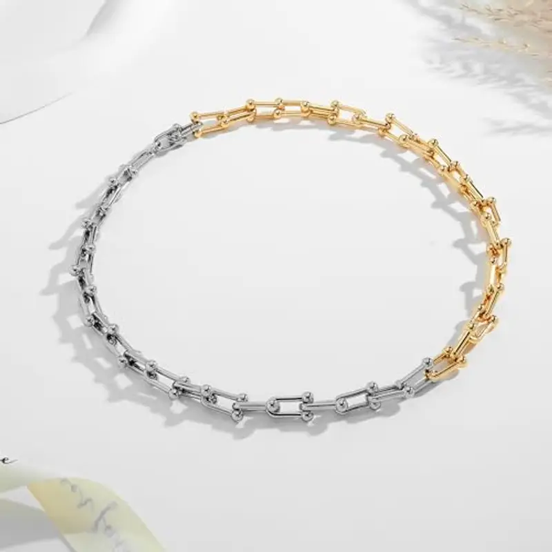 LILIE&WHITE Collana Doppio Colore in Oro e Argento, Design Elegante per Donna, Non Sbiadisce, Regalo per Compleanno e miniatura 2