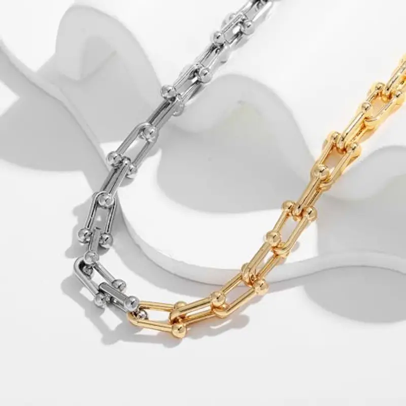 LILIE&WHITE Collana Doppio Colore in Oro e Argento, Design Elegante per Donna, Non Sbiadisce, Regalo per Compleanno e miniatura 3