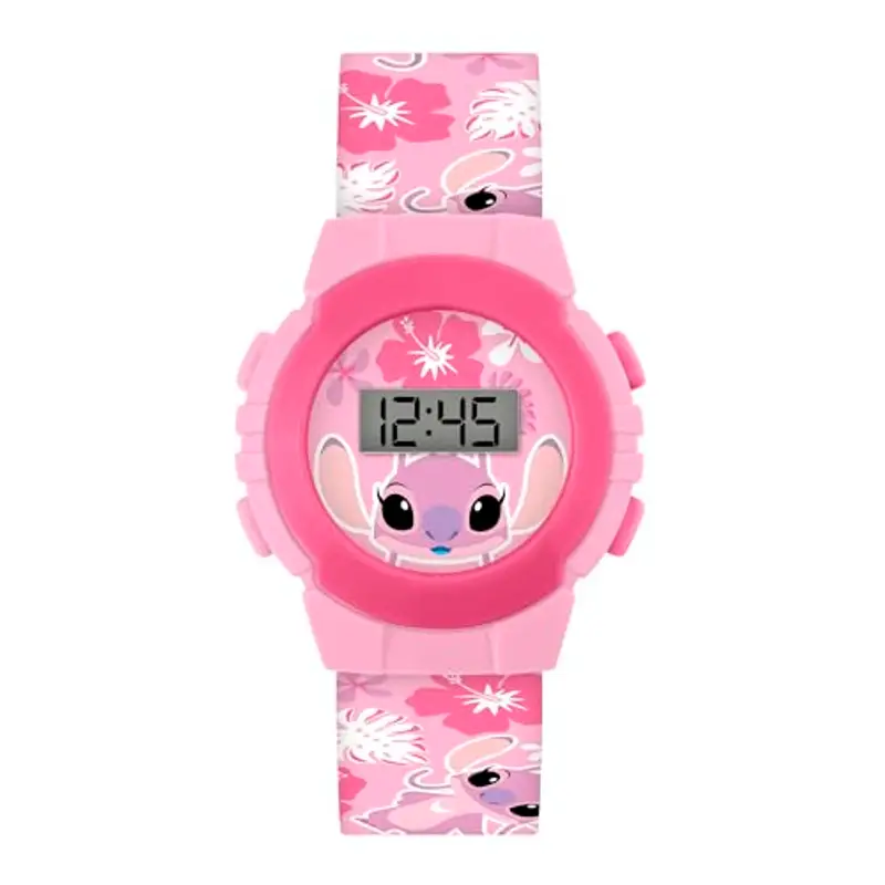 Lilo and Stitch - Orologio digitale al quarzo con cinturino in silicone tropicale, motivo: angelo, colore: rosa, LAS4141ARG, rosa, Disney