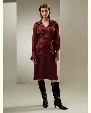 Abito Da Trincea In Seta Vestibilità Regolare Di Media Lunghezza Seta Di Gelso Adatto A Molteplici Occasioni Ciliegia Delle Barbados