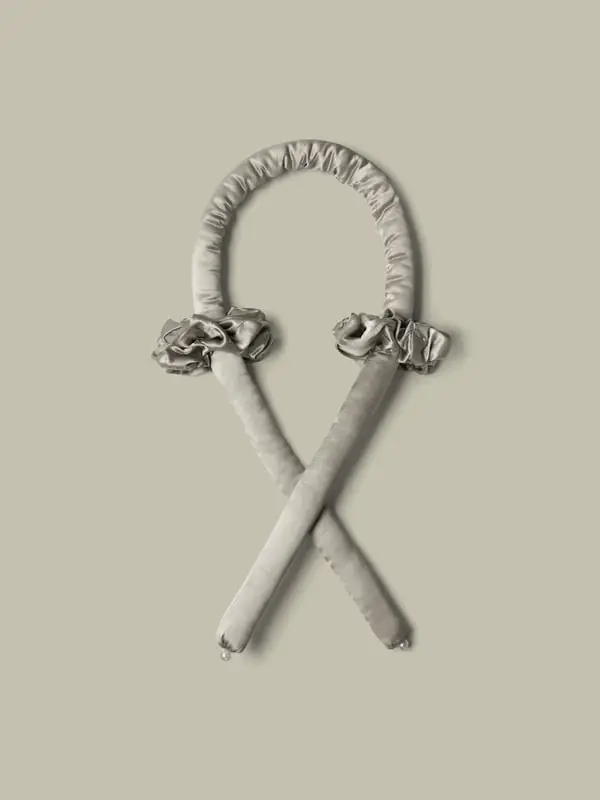 Bigodino in Seta Arricciacapelli Senza Calore con Elastici Grigio Argento One Size