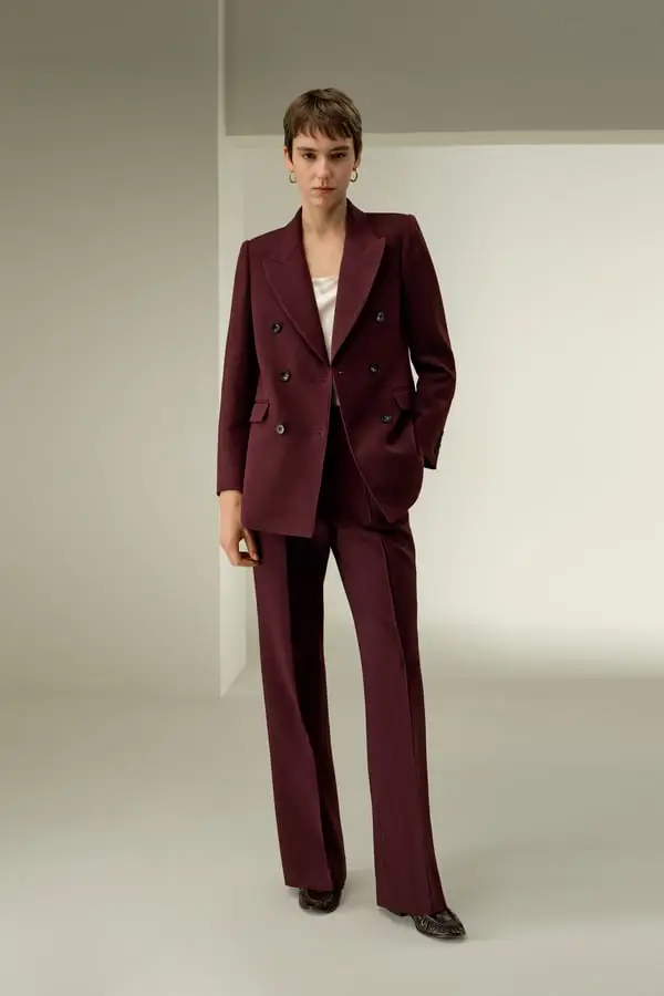 Blazer Doppio Petto Seta e Lana Pinot Nero e Versatile