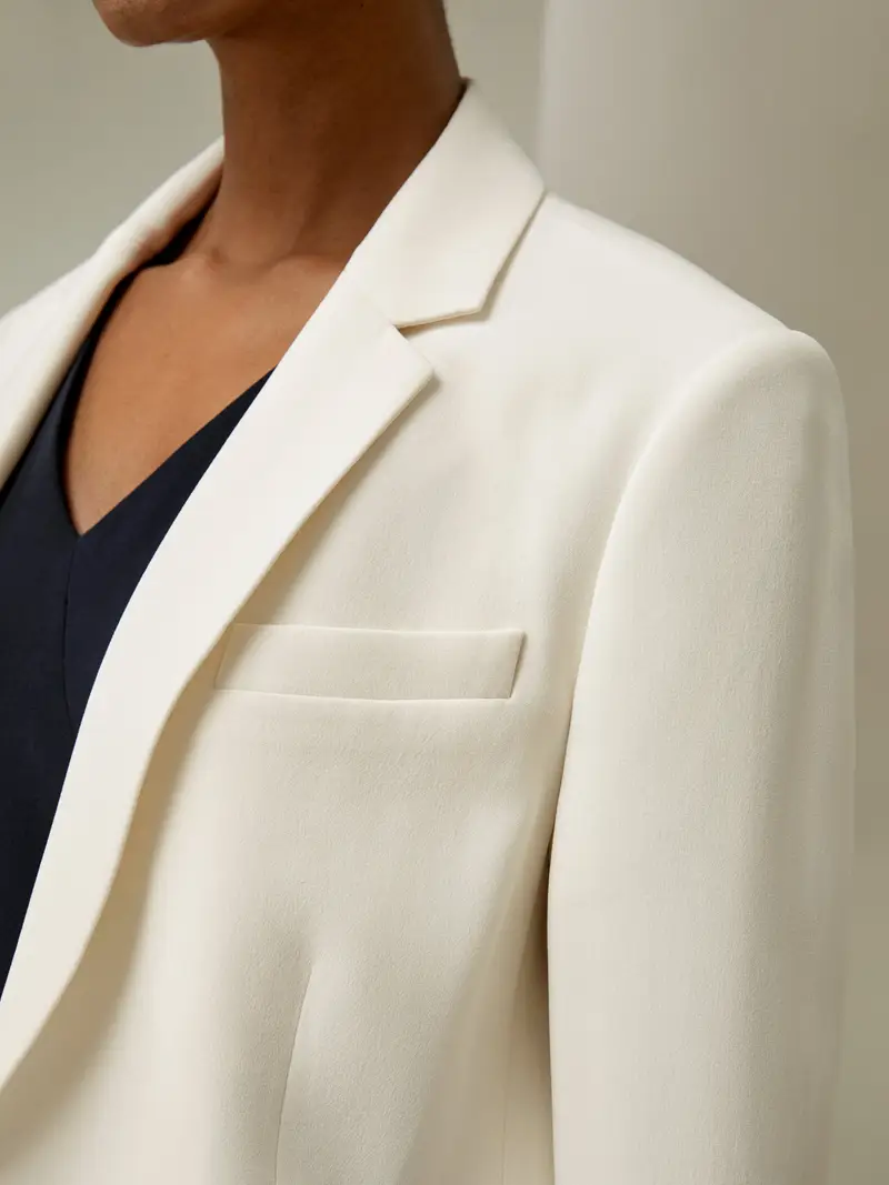 Blazer In Seta Abito Classicocrêpe Di Seta Pesante Crêpe Di Seta Pesante Traspirante Superleggero Drappeggia Bene Giglio Bianco