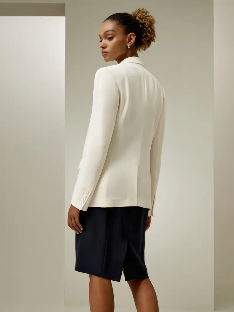 Blazer Seta Stringere La Vita Confort Di Lusso E Vestibilità Fluid Seta Biologica Certificata Gots Giglio Bianco